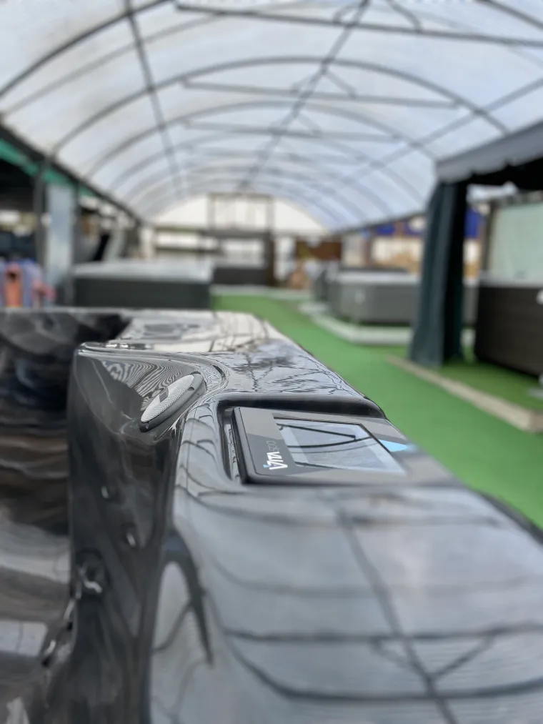 Inside the Pool Pro hot tub showroom in Hampshire